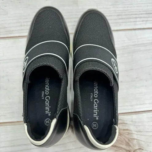 NEW Renato Garini Italy Midnight Moon Black Wedge Slip On Sneakers Size 36/5.5