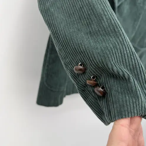 Vintage Green Ribbed Corduroy Cotton Blazer Jacket Women Size 14