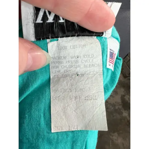 shirt dress 1980s teal green pockets bright Blue Size 14