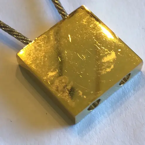 Gold Tone Vintage Square Padlock Keychain