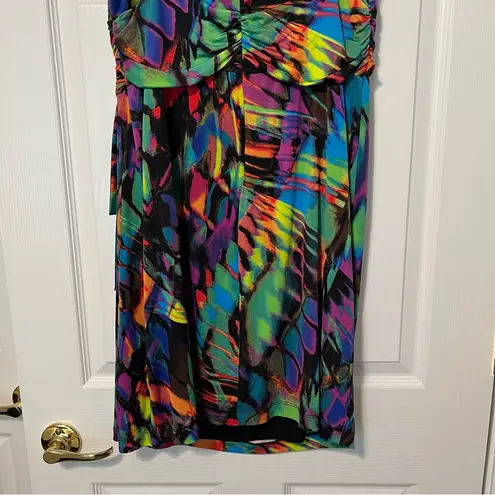 Bisou Bisou Bisou Michele Bohbot Abstract Multi color dress spaghetti straps 10