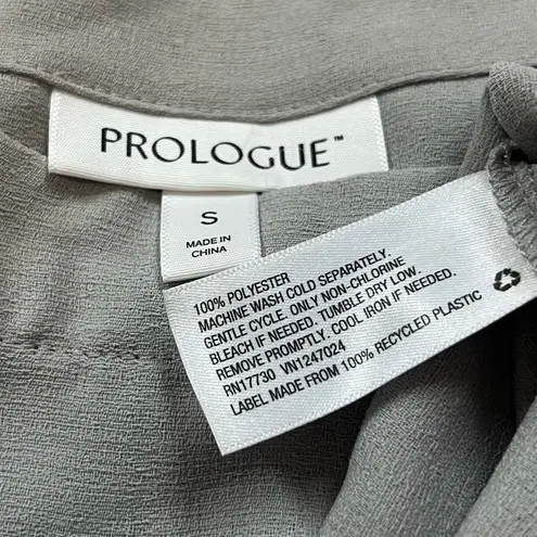 Prologue Shirred Long Sleeve Pullover Crew Neck Gray Blouse Top Size Small Poly