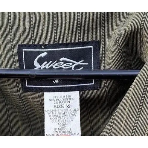 Vintage Sweet Suit Women’s Sz 12 Dress Jacket Tan Brown City Brown Button Green