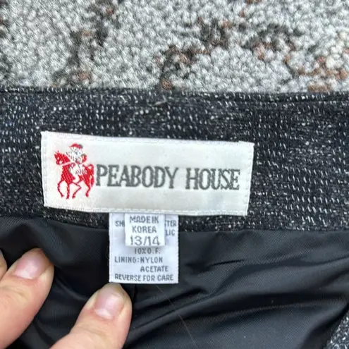 Vintage Peabody House Tweed Wool Skirt Suit Set Gray 13/14