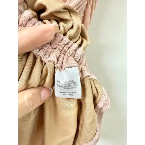 Majorelle Phoenix Off Shoulder Ruched Bodycon Mini Dress Nude Women's Size S