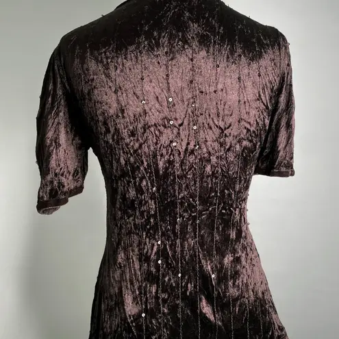 Crushed Velvet Cool Brown Witchy Cap Sleeve V