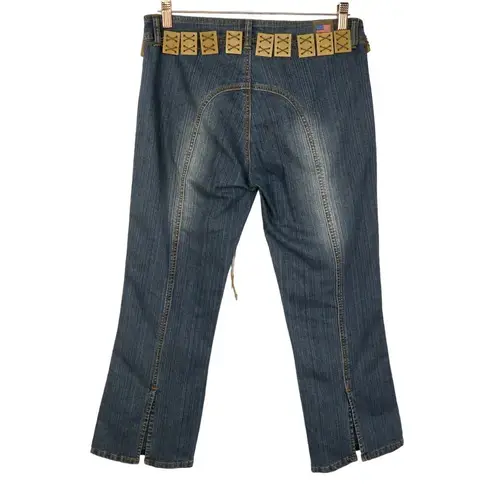 Y2k Vintage Apollo Distressed Flared Jeans with Belt 29" Blue