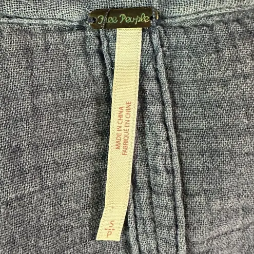 Free People  Bohemian All About The Feels Gauze Button Down Shirt Indigo Small