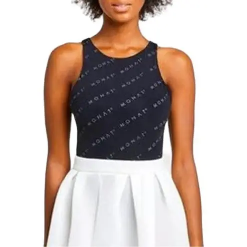 Monat Black High Neck All Over Print Sleeveless Bodysuit Size M