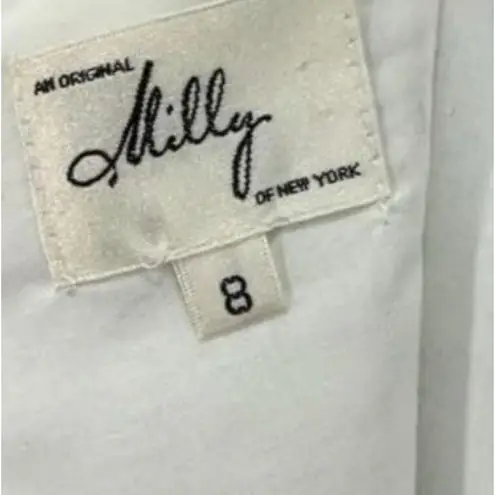 Milly Strapless Dress 8 Multicolor Abstract Geometric Linen Belted Cocktail Y2K