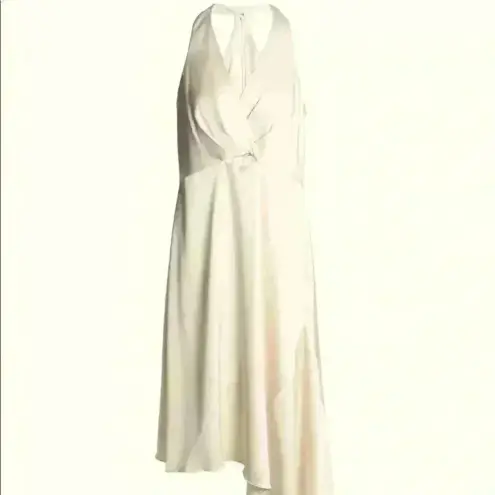 Halston Heritage Evening Collection Halter Satin Cream Dress Size 0