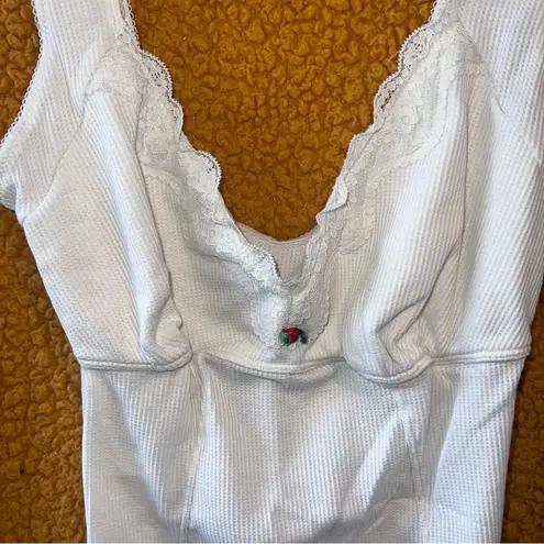 Colsie White Bodysuit with Ruffled V