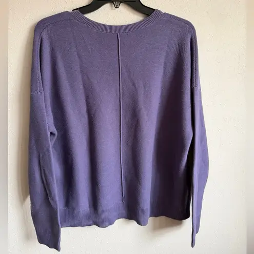 J.Jill Silk Blend Purple Single Pleat Crew Neck Swearer Women M Minimal Career Size M