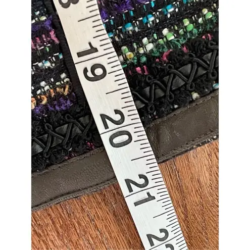 Rachel Roy genuine leather and boucle zip front blazer 6