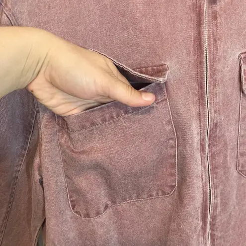 Jane and Delancey Lyocell Dusty Rose Double Chest Pockets Full Zip Bomber Jacket