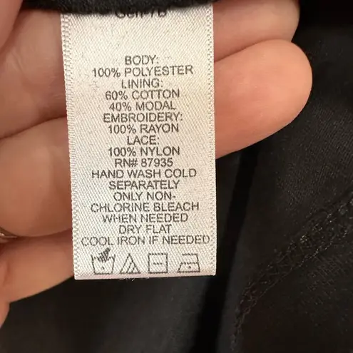 LOGO By Lori Goldstein LOGO LAVISH by Lori Goldstein embroidered tank with eyelash lace trim