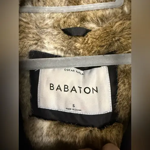 Babaton Aritzia Black Faux Fur Ljned Oskar Parka Small