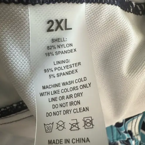 Source Unknown Blue and White Tie Front Swimwear Tank Top (766)