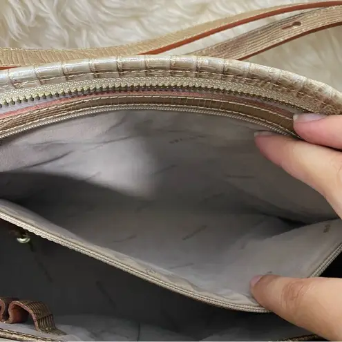 Brahmin MINI ASHER in CABANA VINEYARD Cream & Brown GENUINE LEATHER HANDBAG