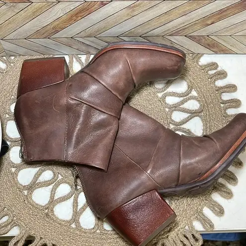 Kork-Ease Kork Ease Brown Leather Kissel Ankle Boots Wrinkle Lagenlook Comfy