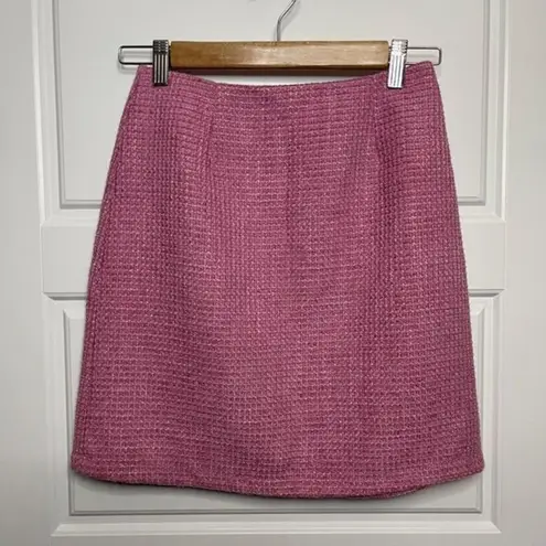 Pink Lily  Women's Zipper Back Closure Rayon Lined Pink Tweed Pencil Skirt Size S