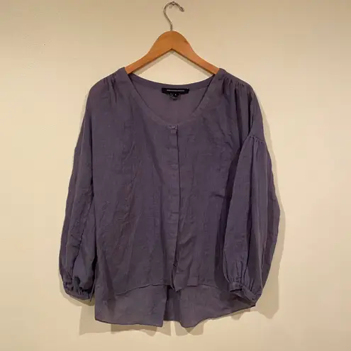 French Connection ‎ Women's M Betsey Draped Popover Top Blue Lagenlook Oversized