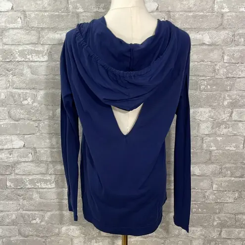 LAmade Blue Long Sleeve Hoodie Top with Open Back