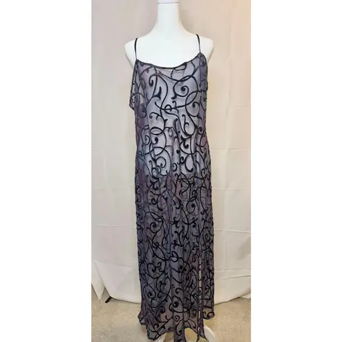 Victoria's Secret Vintage 90s Victoria’s Secret Burnout Velvet Sheer Purple Long Slip/Gown Large