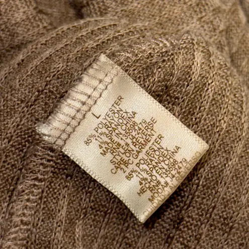 Liberty Love Brown Ribbed Knit Button Down Tie Front Blouse Women’s Size L Top