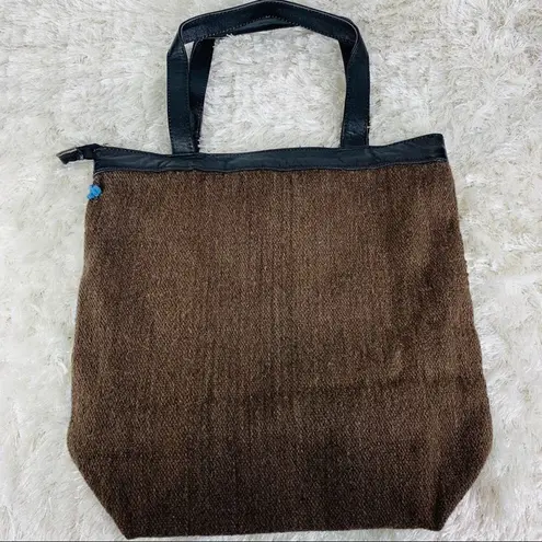 Tabask Made in Peru Handmade Tote 100% Wool Brown
