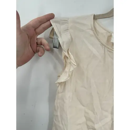 Ba&sh Top Women XS Cream Ivory Ruffle Sleeveless Fina Minimalist Flowy Back