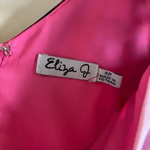 Eliza J Pink Womens Size 4P Petite Floral-Print Sheath Dress Lined Sleeve