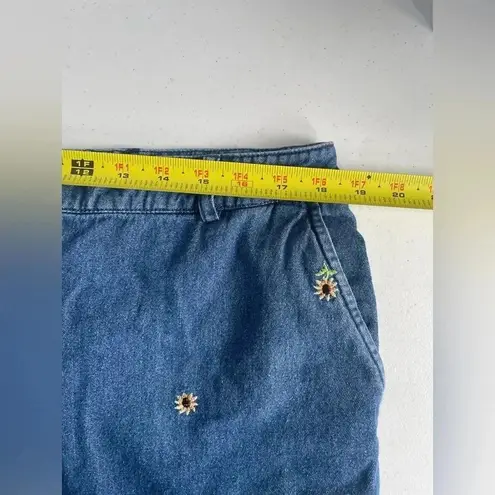 Briggs New York Briggs VINTAGE Embroidered blue Sunflowers cropped/capri jean pants 16 90s 0075