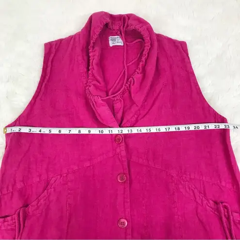COMPLETO Lino by Arthurio Pink Sleeveless Linen Tunic Vest 100% Linen Size Large