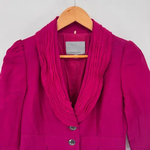 Classiques Entier Blazer Jacket Womens XS Pink Cotton Silk Blend Sheer Sleeves
