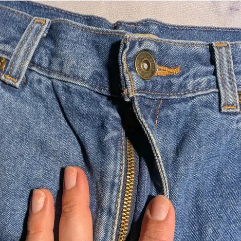 Vtg 1990s Liz Claiborne Blue Denim Floral Embroidered Lace Trim Mom Shorts Sz 10