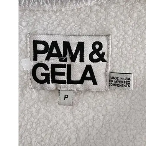 Pam & Gela Hi-Low Lace Long Sleeve Sweatshirt White XS