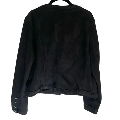 Carmen Marc Valvo Black Faux Suede Utility Jacket Large