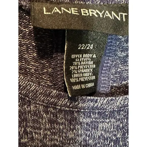 Lane Bryant  Sweater Womens 22/24 Pullover Stretch Zipper Back Blue Heather Boat