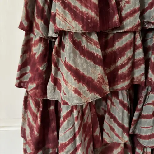 Ulla Johnson Margot Skirt Canyon Size 0 Tiered Brick Sea Green Midi Maxi Skirt