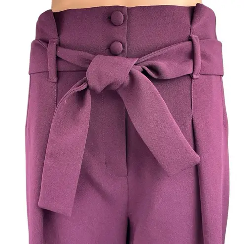 Framed Brazilian Designer $475 Purple High Rise Belted Trouser Dress Pants Sz 8