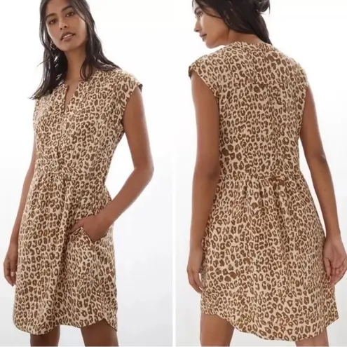 Pilcro and the Letterpress Anthropologie Pilcro Brown Animal Print Pleated A-Line Dress XS EUC