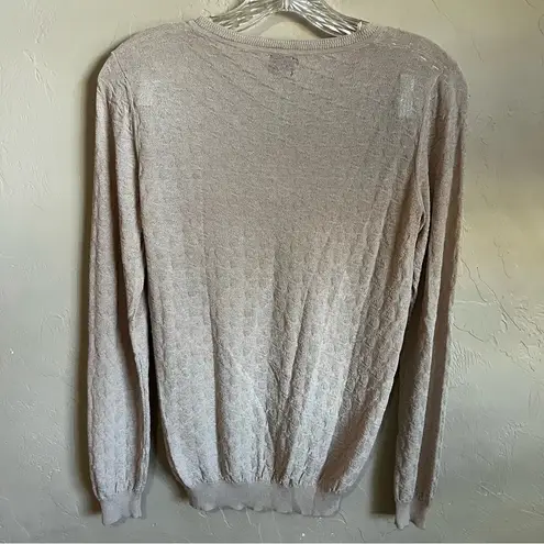 Animo Solei Made In Italy Mauve Beige Equestrian Long Sleeve V Neck Sweater