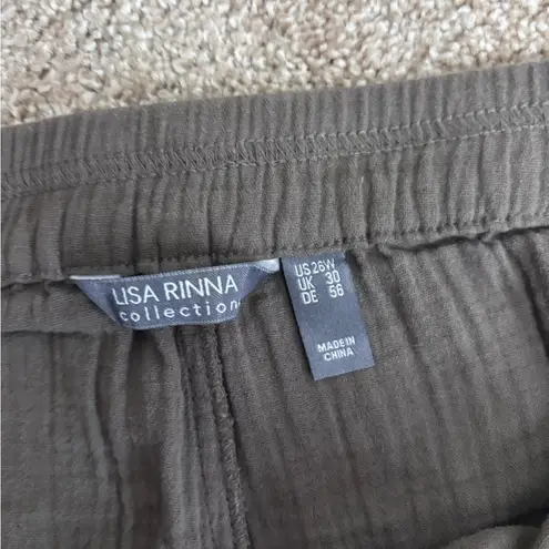 Lisa Rinna Collection Brown Crepe Gauze Muslin Full Length Wide Leg Pants Size 26W