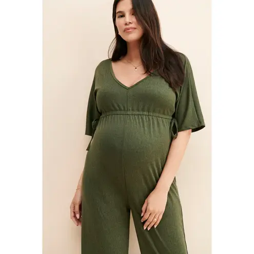 Ingrid + Isabel Maternity Wide Leg Jumpsuit Olive Green Small Size undefined
