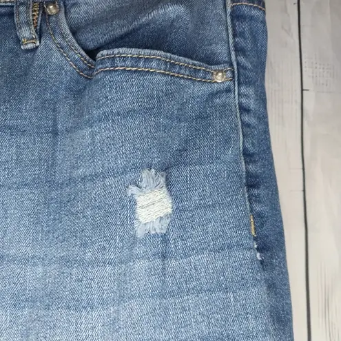 Nicole Miller  Nomad Super High Rise Straight Blue Distressed Jeans