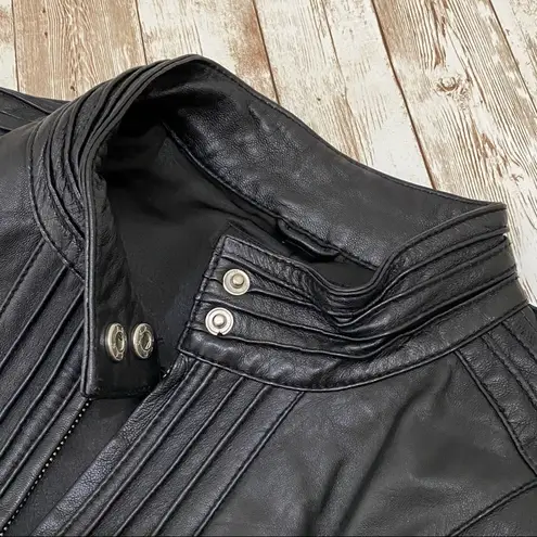 Arden B Black 100% Genuine Leather Moto Jacket S