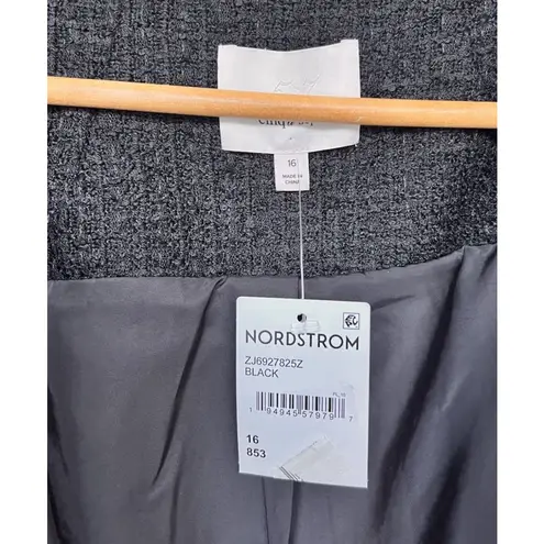 Cinq A Sept Black Bouclé Knit Auden Crop Jacket Gold Buttons Old Money Elegant Size 16