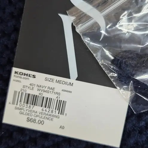 NWT Simply Vera Vera Wang Gilded Opulence Navy/Black Knit Tunic Sweater Lace M Blue Size M