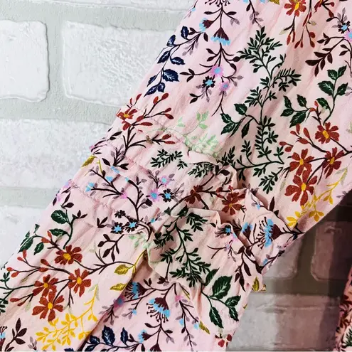 Sundance Floral Print Pintuck Long Sleeve Blouse Size S Pink